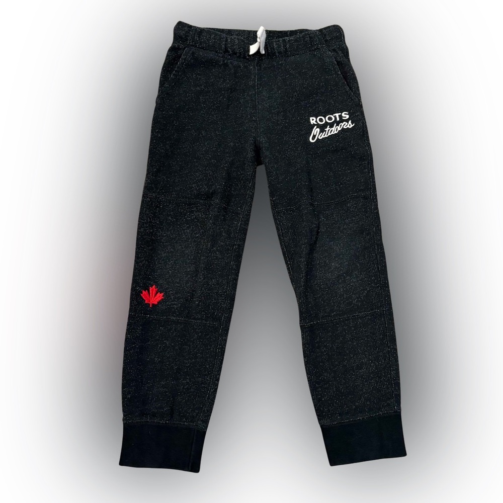Roots Kids Black Joggers with Red Accent